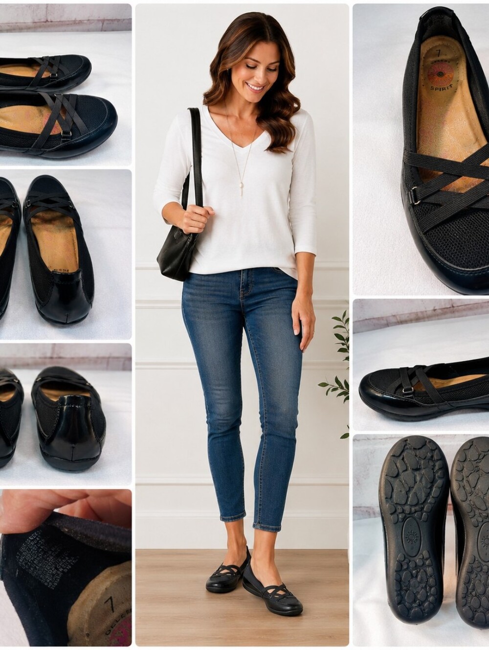 Earth Spirit Delray Women's Black Mary Jane Flats Mesh Comfort Shoes Size 7